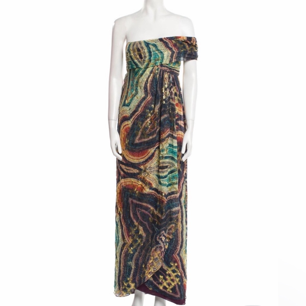 Nicole Miller Multicolor Off-Shoulder Maxi Dress - Picture 1 of 3
